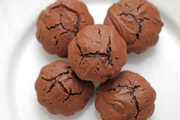 baking in the oven, blushing tasty cookies on the tray