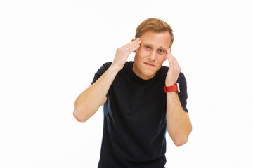 Cheerless sad young man feeling very miserable