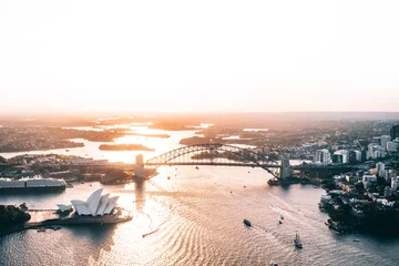 Photo sur Plexiglas Sydney Harbour Bridge Survoler Syndey au coucher du soleil