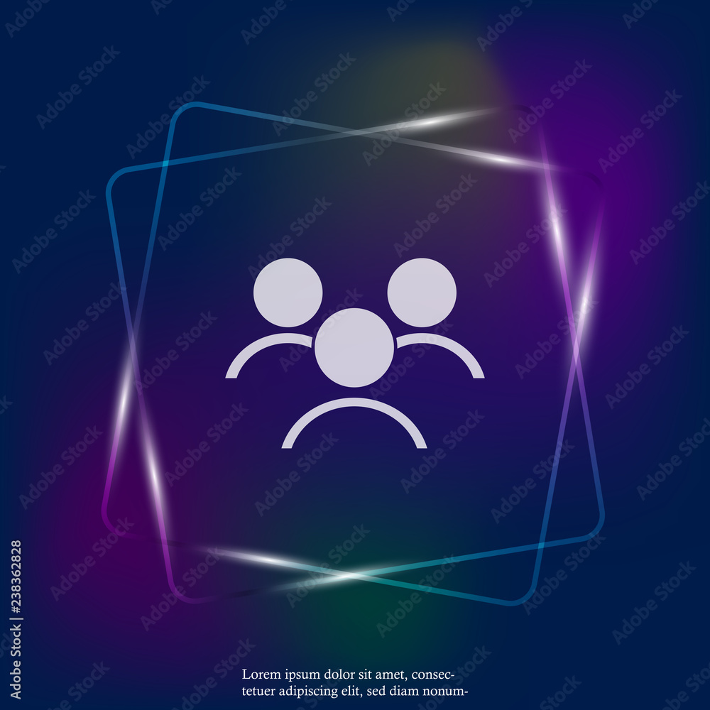 Poster vector user chat neon light icon. flat people interaction symbol icon. layers grouped for easy editi