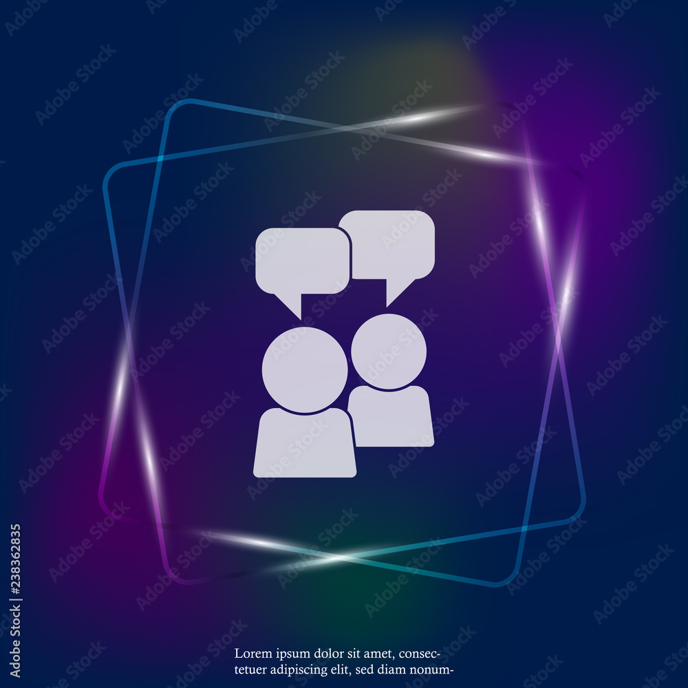 Aufkleber vector user chat neon light icon. flat symbol of interaction of people with a cloud of thoughts icon