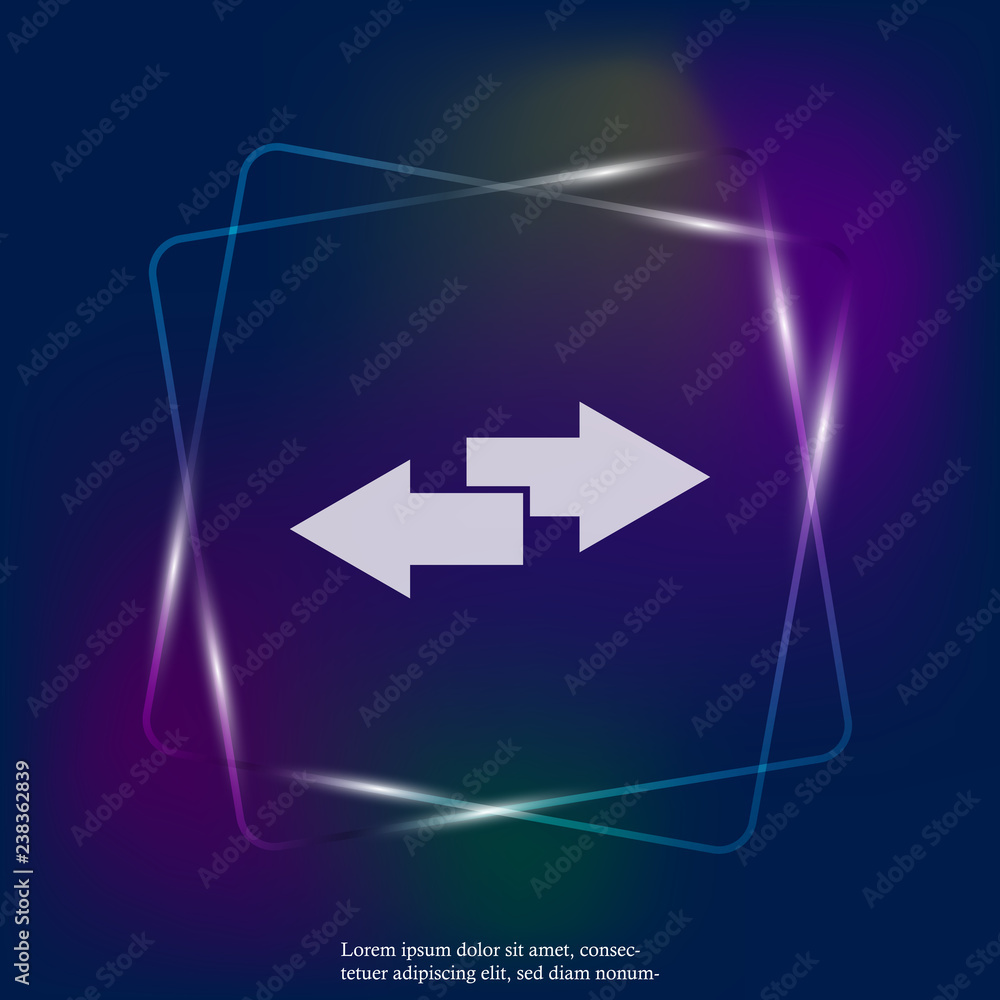 Poster vector image two arrows neon light icon. the icon shows the direction. flat right arrow and left arr