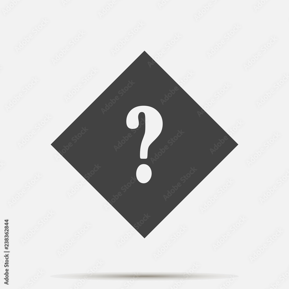 Poster vector icon question mark in a rhombus. punctuation mark symbol on gray background. layers grouped f