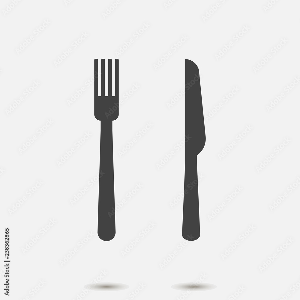 Poster fork and knife vector icon on gray background. symbol eat.layers grouped for easy editing illustrati
