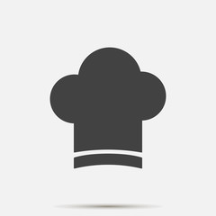 Chef hat vector icon on gray background. Cap chef cooking.  Layers grouped for easy editing illustration. For your design.