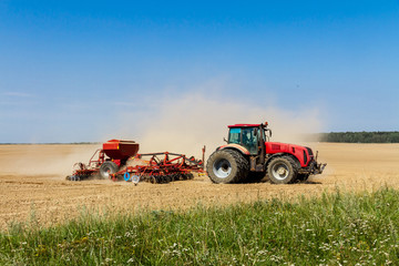 Tractor on a field. Belarus