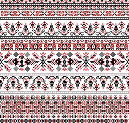 Hungarian pixel pattern for cross-stitch. Vector seamless background.