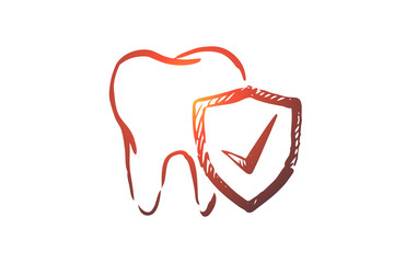 Protection, teeth, dental, healthy, care concept. Hand drawn isolated vector.