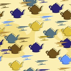 Fototapeta premium seamless background with teapots 