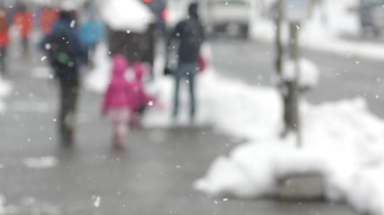 people walking on city street