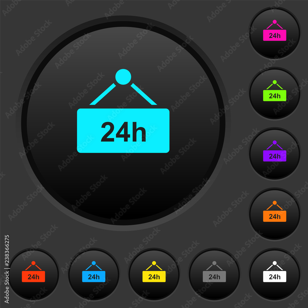 Poster hanging table with 24h dark push buttons with color icons