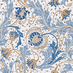 Modern fabric design pattern. Floral pattern for your design. Illustration. Modern seamless pattern for interior decoration, wrapping paper, graphic design, clothes and textile. Vector. Background.