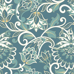 Obraz na płótnie Canvas Seamless Paisley pattern in indian style. Floral vector illustration