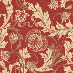 Modern fabric design pattern. Floral pattern for your design. Illustration. Modern seamless pattern for interior decoration, wrapping paper, graphic design, clothes and textile. Vector. Background.