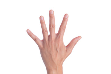 Isolated image of human hand sign or symbol in white background