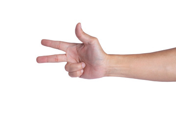 Isolated image of human hand sign or symbol in white background