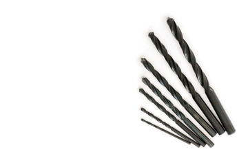 Drills isolated on white background.