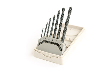 Drills isolated on white background.