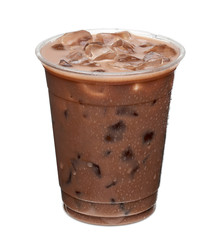 Iced coffee  in to go or take away cup isolated on white background including clipping path
