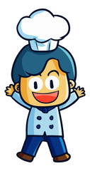 Cute and funny chef standing and smiling happily - vector.