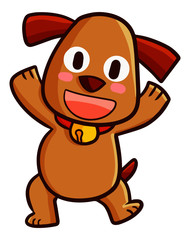 Cute and funny dogg dancing and laughing - vector.