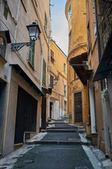 Italy. San Remo. La Pinha. Narrow streets of the old town