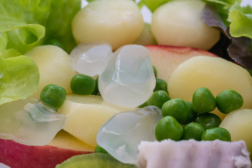 Salad of fresh vegetables and healthy grains ,Close up