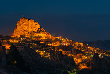 night view of Uchisar fortress