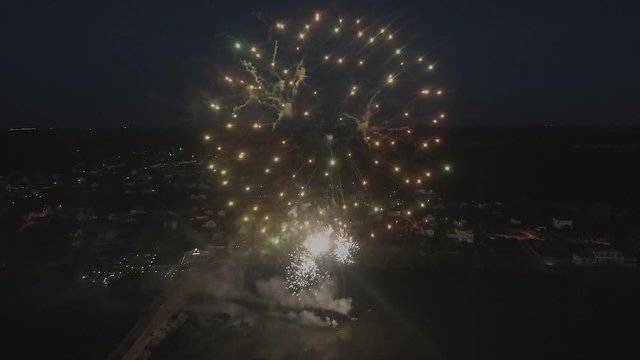 Colorful fireworks display and celebrating. 4k video 