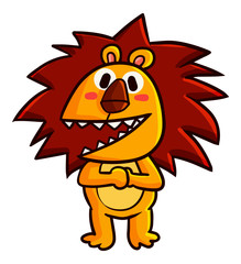 Cute and funny lion standing and laughing - vector.