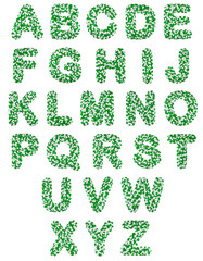 Pills font made colorful white green pills isolated on white background.  medical capsules alphabet letters.