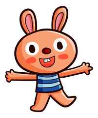 Cute and funny rabbit wearing shirt and laughing happily - vector.