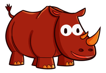 Funny and cute rhino smiling - vector.