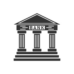 Bank icon flat - obrazy, fototapety, plakaty