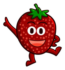 Cute and funny strawberry dancing happily - vector.