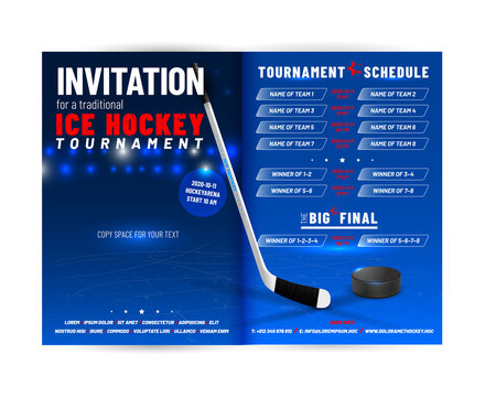 Ice hockey tournament invitation template with schedule