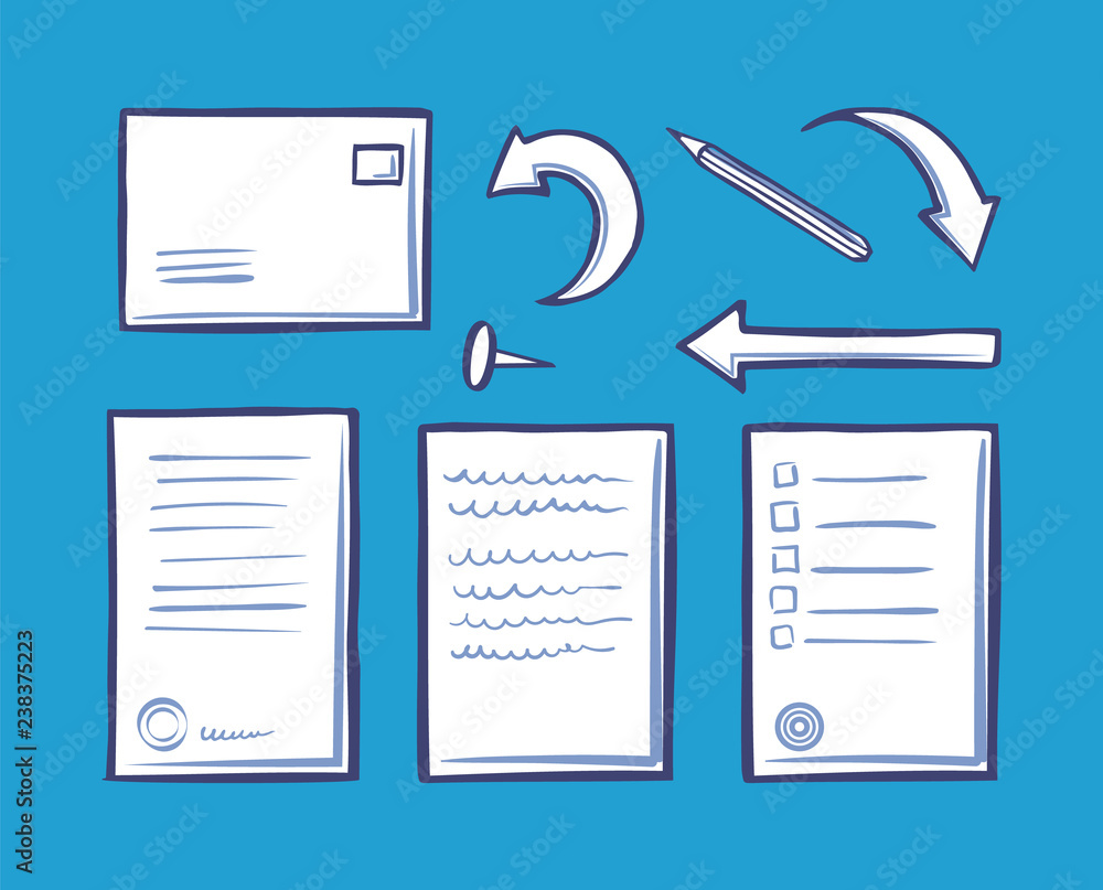 Poster office document and pin for fixation set vector