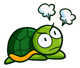 Funny and cute little turtle get angry - vector.