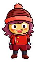 Cute and funny little girl with winter outfit - vector.