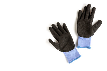Obraz premium gloves, isolated, construction, white, glove, work, safety, background, hand, health, protection, protective, black, worker, garden, gardening, industrial, object, equipment, professional, clothing, f