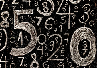 Background of numbers. from zero to nine. Background with numbers. Numbers texture. Mathematics...