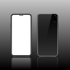 Realistic  mock up black Smart Phone with white screen, moden concept design,vector illustration.