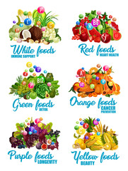 Color food icons of healthy diet nutrition