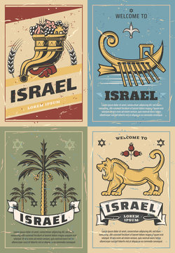 Israel Cornucopia, Lion, David Star And Date Palm