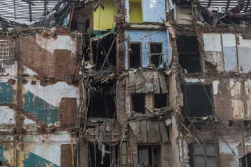 the interior of the destroyed building