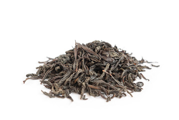 Black tea isolated on white background.