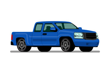 Fototapeta na wymiar Isolated blue pickup truck, diesel engine vehicle on white background. Vector illustration design.