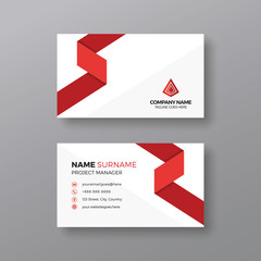 Simple and clean business card template with red details
