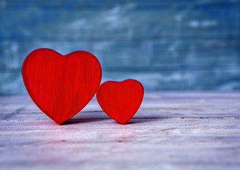 Valentines day. Valentines day greeting card. Heart on a wooden background. Heart of love.