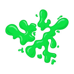 Bright Green slime isolated on transparent background. Realistic graphic design temblate. Vector illustration.